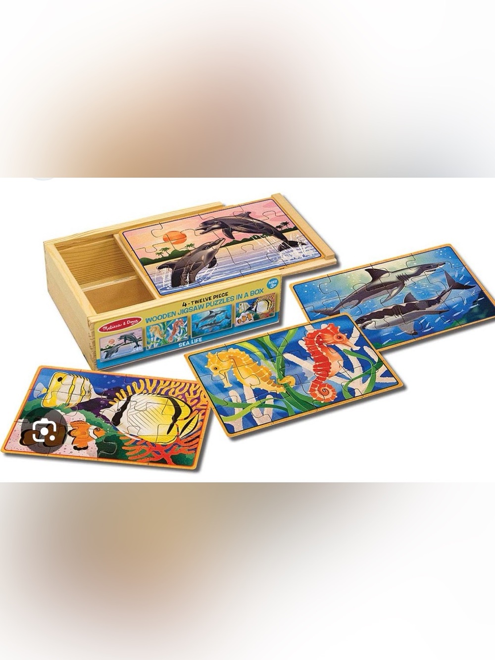 Melissa & Doug Wooden Jigsaw Puzzles Sea Life (set of four) complete
